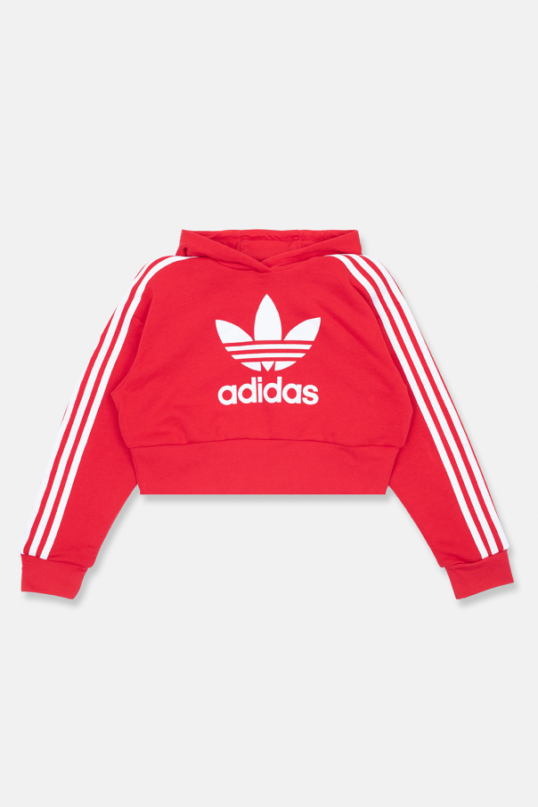 Red cropped adidas hoodie sale